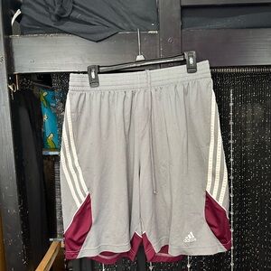 Adidas Men's Gray and Maroon Athletic Shorts